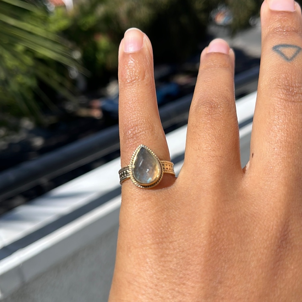 Labradorite drop ring